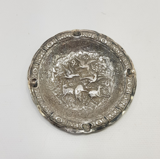 İRAN İŞİ KABARTMA İŞÇİLİKLİ GÜMÜŞ KÜL TABLASI 