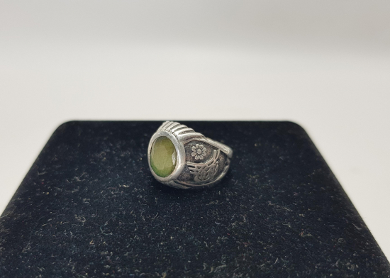 ZÜMRÜT TAŞLI OSMANLI TUĞRALI GÜMÜŞ YÜZÜK 