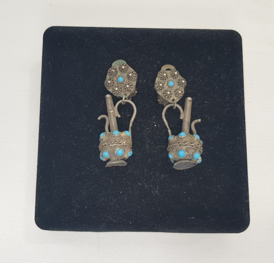 İBRİK FORMLU TELKARİ GÜMÜŞ KÜPE 