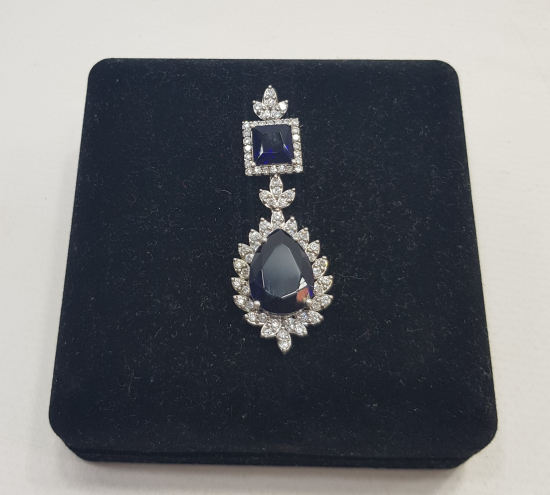 MAVİ TAŞLI GÜMÜŞ KOLYE UCU 