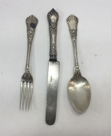 OSMANLI DÖNEMİ TUĞRALI GÜMÜŞ ÇATAL BIÇAK KAŞIK TAKIMI