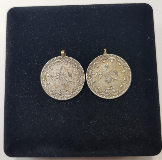 SULTAN MEHMET REŞAT DÖNEMİ İKİ ADET GÜMÜŞ 5 KURUŞ