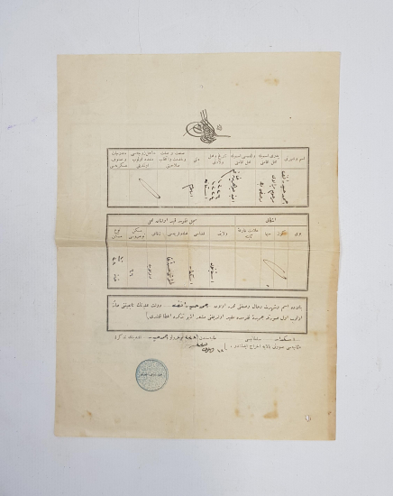 ÜSKÜDAR MEKTEBİ İBTİDAİYEİ MÜLKİYE TALEBESİNE MAHSUS KÜNYE VE KAYIT İLMUHABERİ 