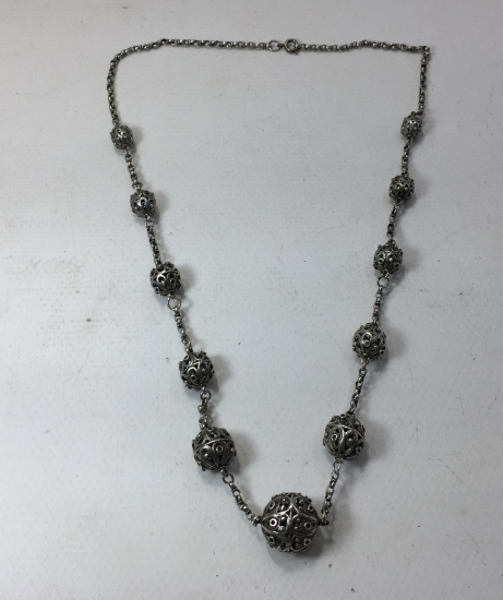 OSMANLI DÖNEMİ GÜMÜŞ KOZALARDAN YAPILMIŞ DAMLA MODEL GERDANLIK