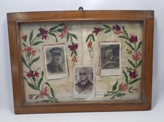 ATATÜRK, FEVZİ ÇAKMAK VE CELAL BAYAR GÖRSELLİ İPEK PANO