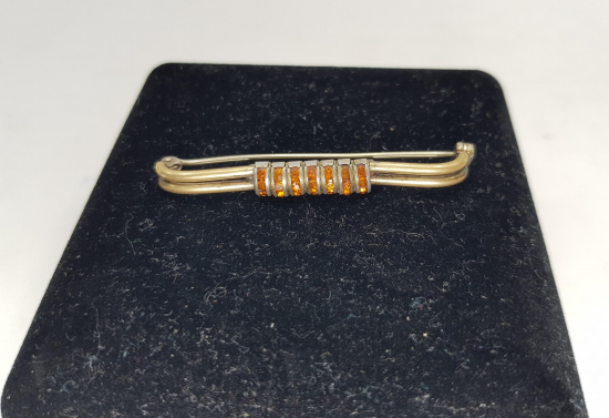 SİTRİN TAŞLARLA SÜSLÜ ANTİKA KRAVAT İĞNESİ 