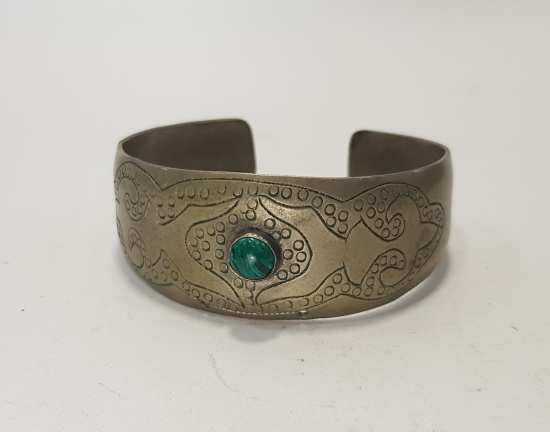 MALAHİT TAŞLI ALPAKA BİLEZİK 