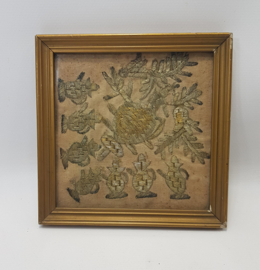 OSMANLI DÖNEMİ TEL KIRMA İŞÇİLİKLİ İPEK PANO 