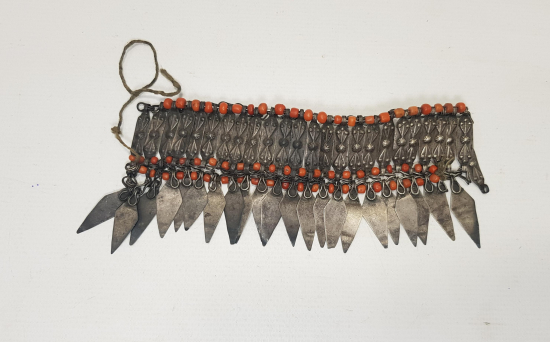 OSMANLI DÖNEMİ MERCAN TAŞLARLA SÜSLÜ GÜMÜŞ ALINLIK - CINGIL 