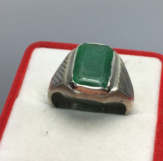 84 DAMGALI ÖZE YAPIM ZÜMRÜT TAŞLI ERKEK YÜZÜĞÜ