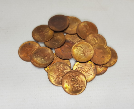 1974 YILI 20 ADET ÇİL 5 KURUŞ