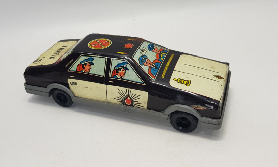 GÜREL MARKA TENEKE ANTİKA OYUNCAK POLİS ARABASI 