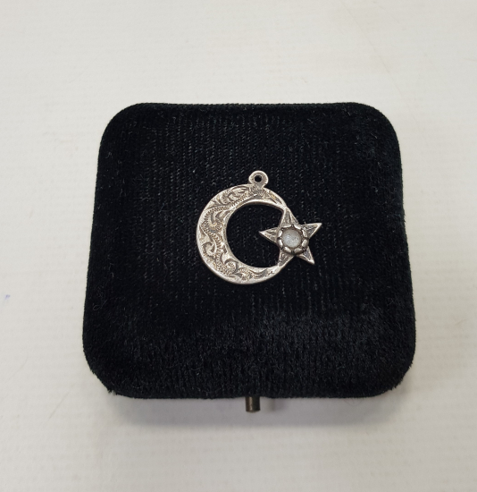 AY YILDIZ FORMLU GÜMÜŞ KOLYE UCU 