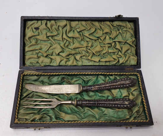 KUTUSUNDA NADİR GÜMÜŞ JOKEY SEYAHAT BALIK ÇATAL BIÇAĞI