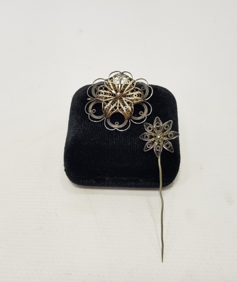 TELKARİ GÜMÜŞ SAÇ İĞNESİ VE BROŞ 