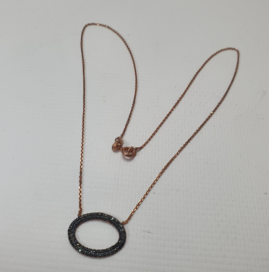 ÜZERİ GRANAT TAŞLI GÜMÜŞ KOLYE 