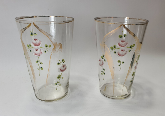 OSMANLI DÖNEMİ 2 ADET EL BOYAMA SU BARDAĞI