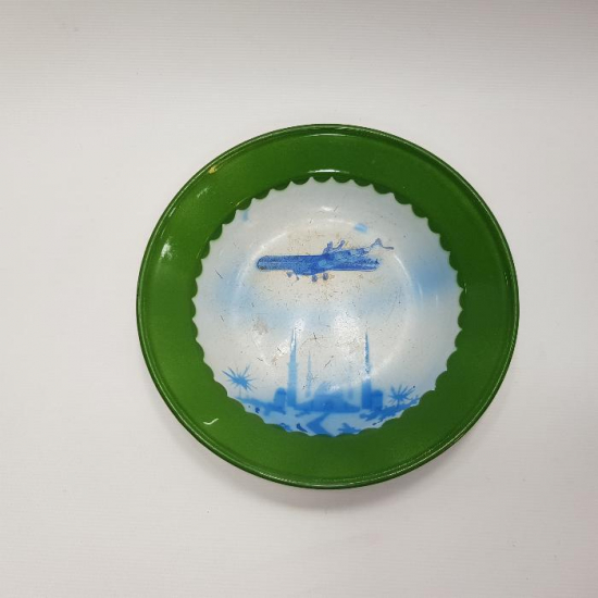 OSMANLI DÖNEMİ UÇAKLA İLK KAHİRE UÇUŞU ANISINA YAPILMIŞ EMAYE TABAK 