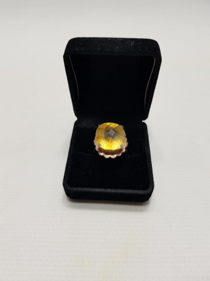 SİTRİN TAŞLI ALTIN YÜZÜK 