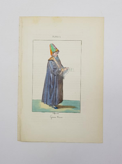 OSMANLI DÖNEMİ EL BOYAMA BAŞVEZİR GRAVÜRÜ