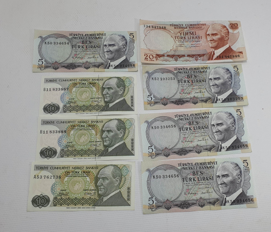 1980 LERDEN ÇİL KONDİSYONDA 5-10-20 LİRA