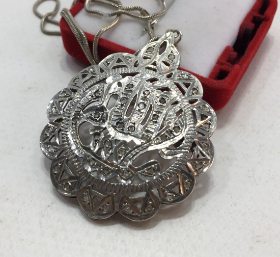 OSMANLI DÖNEMİ BEKTAŞİ İŞİ ÜZERİ ELMAS TAŞLI 12 KÖŞELİ BÜYÜK BOY MURASSA KOLYE