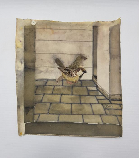 KUŞLAR TEMALI KUMAŞ ÜZERİ EL BOYAMA RESİM