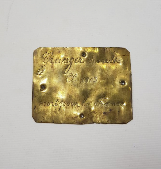 1903 TARİHLİ PİRİNÇ PLAKA 