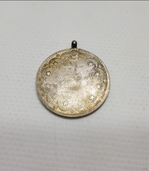 OSMANLI GÜMÜŞ 20 KURUŞ MECİDİYE KOLYE UCU 