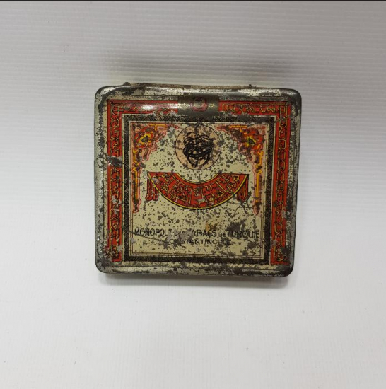 OSMANLICA YAZILI TENEKE SİGARA KUTUSU 