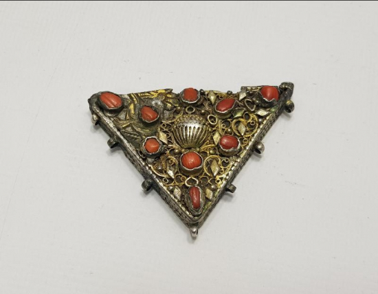 OSMANLI DÖNEMİ MERCAN TAŞLARLA SÜSLÜ GÜMÜŞ HAMAYIL 