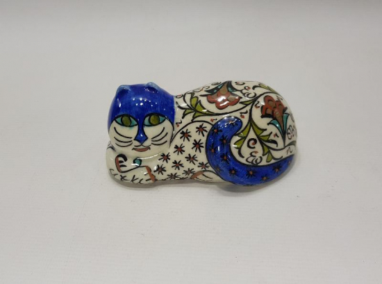 SITKI OLÇAR İMZALI KÜTAHYA SERAMİK KEDİ BİBLOSU 