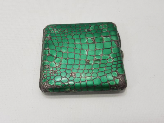 OSMANLI DÖNEMİ MİNELİ GÜMÜŞ TÜTÜN TABAKASI 