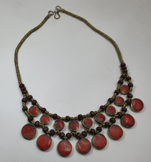 ÜZERİ DOĞAL TAŞLARLA SÜSLÜ ANTİKA TÜRKMEN İŞİ GERDANLIK