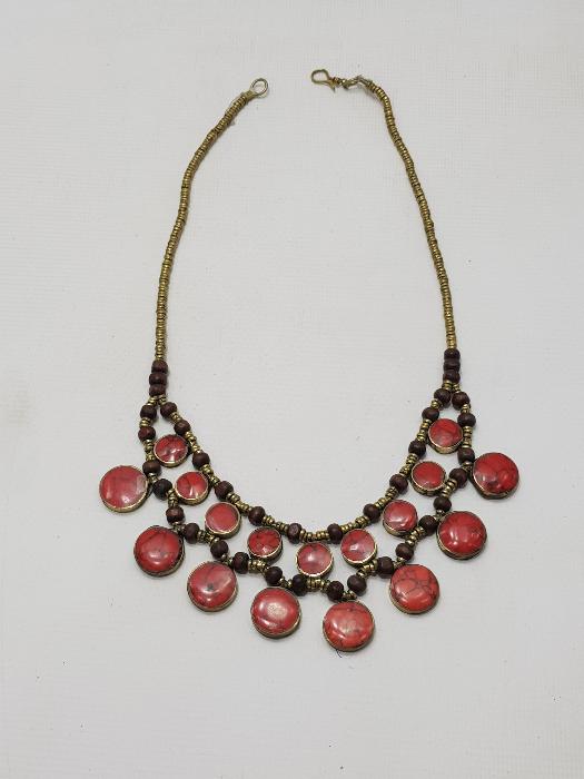 TÜRKMEN İŞİ DOĞAL TAŞLI KOLYE 