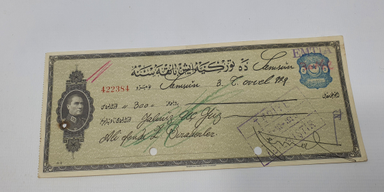 ATATÜRK GÖRSELLİ OSMANLICA YAZILI İŞ BANKASI ÇEKİ