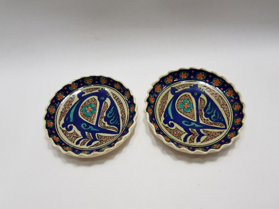 SITKI OLÇAR İMZALI BİR ÇİFT KÜTAHYA SERAMİK ÇEREZLİK 