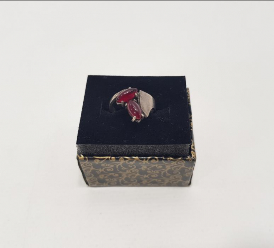 LAL TAŞLI GÜMÜŞ BAYAN YÜZÜK 