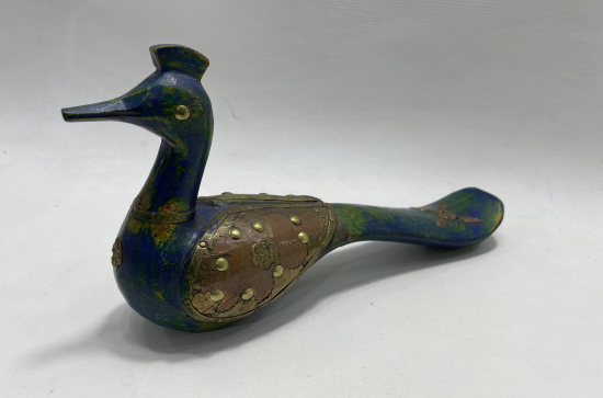 OSMANLI DÖNEMİ TAMAMI EL İŞÇİLİĞİ AHŞAP ÜZERİ METAL İŞLEMELİ OYUNCAK KUŞ