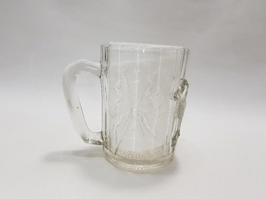 OSMANLI DÖNEMİ AY YILDIZLI BAYRAK VE ASLAN RESİMLİ BİRA BARDAĞI 