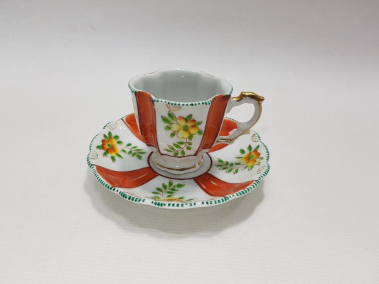 OSMANLI DÖNEMİ EL BOYAMA PORSELEN KAHVE FİNCANI 