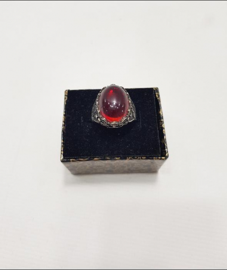 YAKUT TAŞLI GÜMÜŞ ERKEK YÜZÜĞÜ 