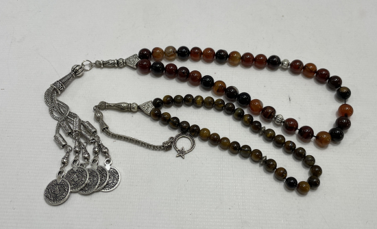 KAPLAN GÖZÜ VE AKİK TAŞLI 2 ADET TESBİH