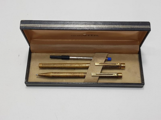 KUTUSUNDA SHEAFFER MARKA 14 AYAR ALTIN UÇLU DOLMA KALEM VE TÜKENMEZ KALEM SETİ 