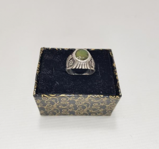 YEŞİM TAŞLI TUĞRALI GÜMÜŞ YÜZÜK 