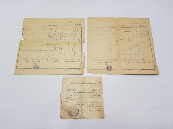 OSMANLICA ANKARA VİLAYETİ'NE AİT ÜÇ ADET EFEMERA