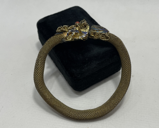 ÜZERİ MİNE İŞÇİLİKLİ ALTIN KAPLAMA  ANTİKA BİLEKLİK