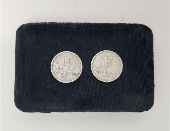 1935 TARİHLİ İKİ ADET GÜMÜŞ 25 KURUŞ