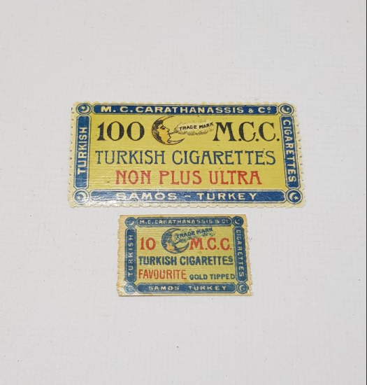 OSMANLI DÖNEMİ M.C.CARATHANASSIS TURKISH CIGARETTES SİGARA ETİKETLERİ 