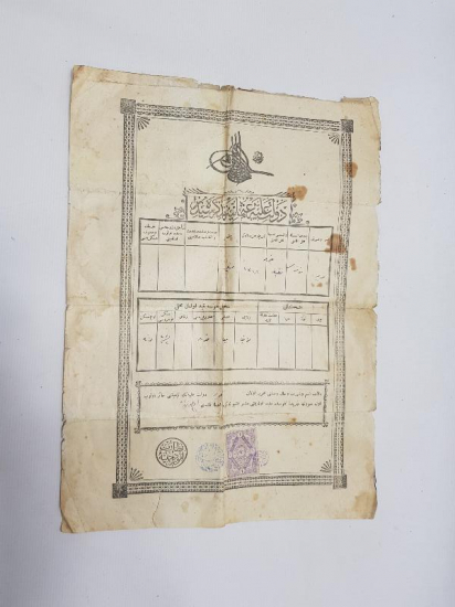 OSMANLI TUĞRALI DEVLETİ ALİYYE OSMANİYE TEZKERESİ 